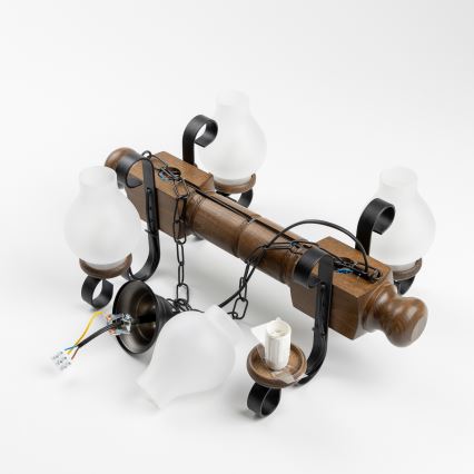 Brilagi - Csillár láncon RUSTIC 4xE14/40W/230V bükkfa/dió