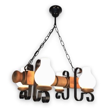 Brilagi - Csillár láncon RUSTIC 4xE14/40W/230V bükkfa