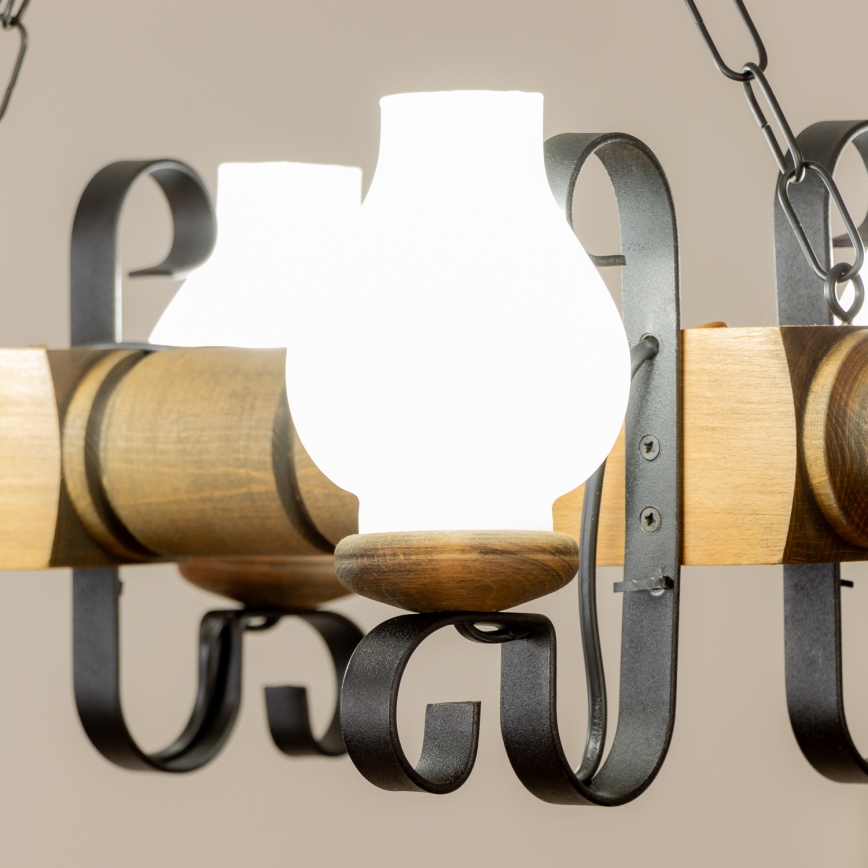 Brilagi - Csillár láncon RUSTIC 4xE14/40W/230V bükkfa