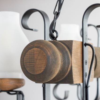 Brilagi - Csillár láncon RUSTIC 4xE14/40W/230V bükkfa