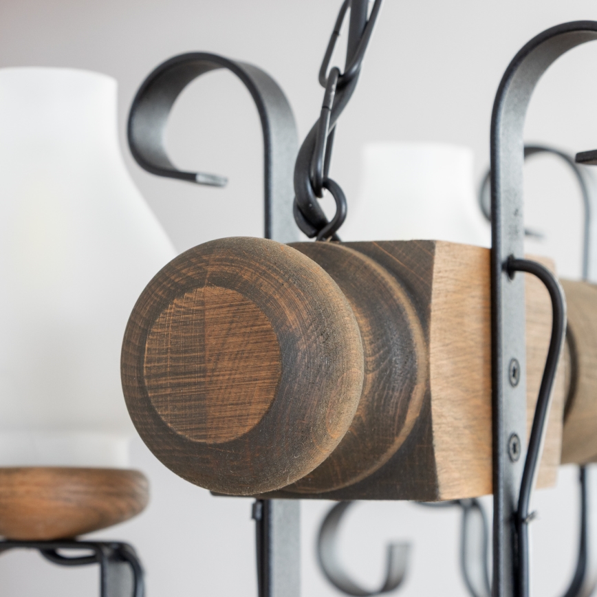 Brilagi - Csillár láncon RUSTIC 4xE14/40W/230V bükkfa