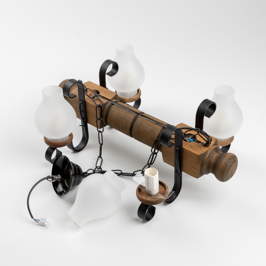 Brilagi - Csillár láncon RUSTIC 4xE14/40W/230V bükkfa