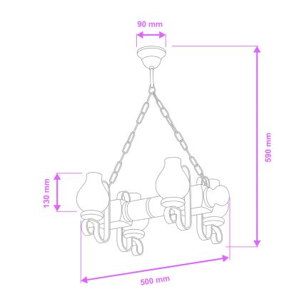 Brilagi - Csillár láncon RUSTIC 4xE14/40W/230V bükkfa