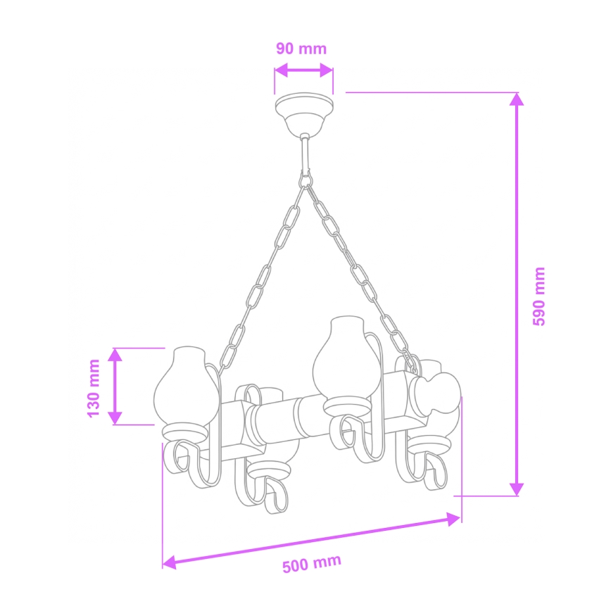 Brilagi - Csillár láncon RUSTIC 4xE14/40W/230V bükkfa