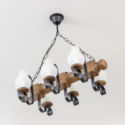 Brilagi - Csillár láncon RUSTIC 6xE14/40W/230V bükkfa/dió