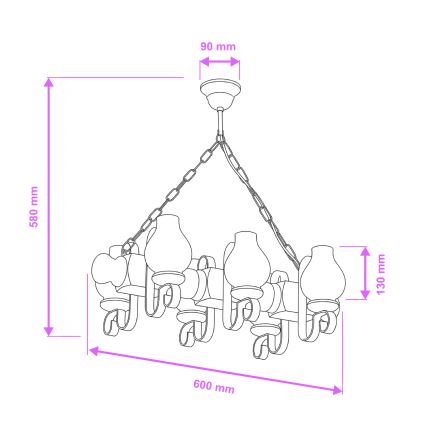 Brilagi - Csillár láncon RUSTIC 6xE14/40W/230V bükkfa/dió