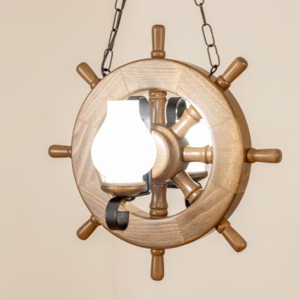 Brilagi - Csillár láncon TIMONA 2xE14/40W/230V bükkfa/dió