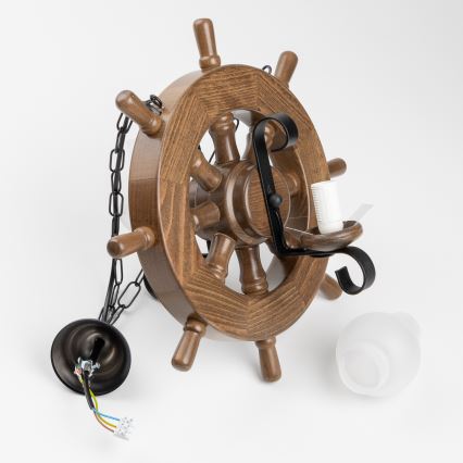 Brilagi - Csillár láncon TIMONA 2xE14/40W/230V bükkfa/dió