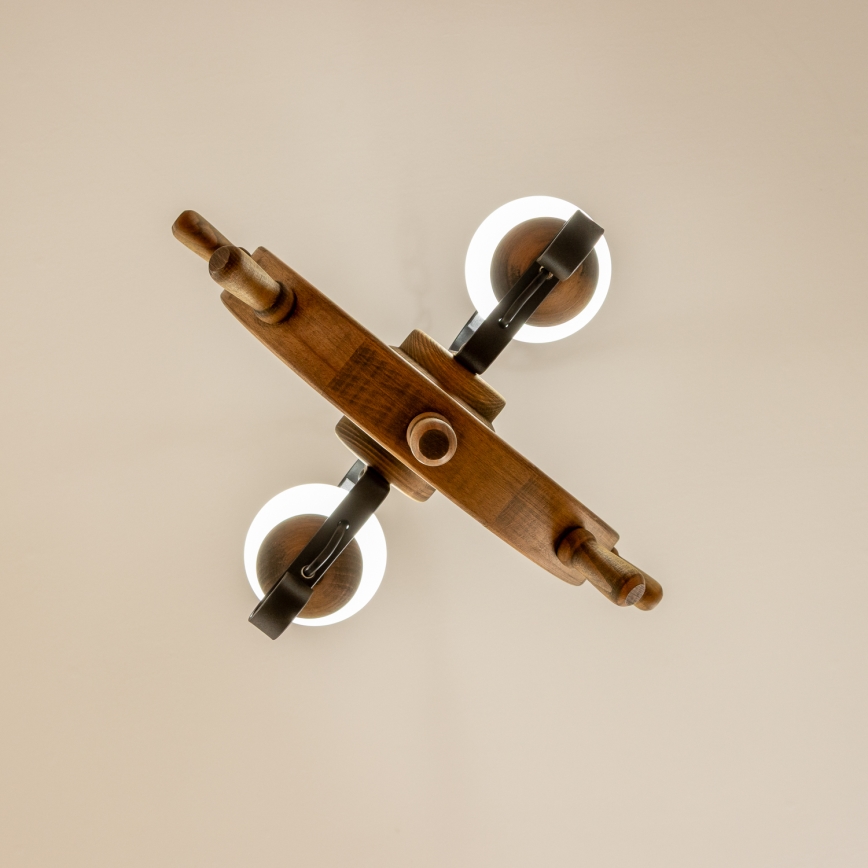 Brilagi - Csillár láncon TIMONA 2xE14/40W/230V bükkfa