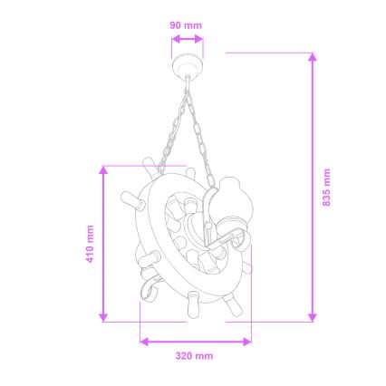 Brilagi - Csillár láncon TIMONA 2xE14/40W/230V bükkfa