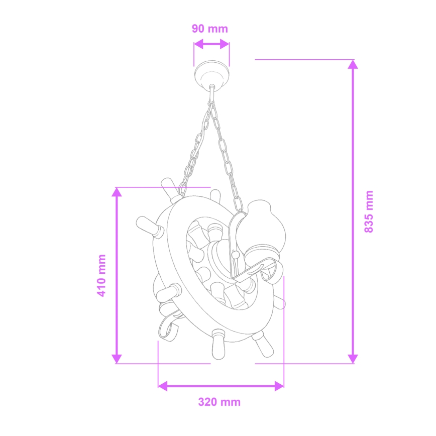 Brilagi - Csillár láncon TIMONA 2xE14/40W/230V bükkfa