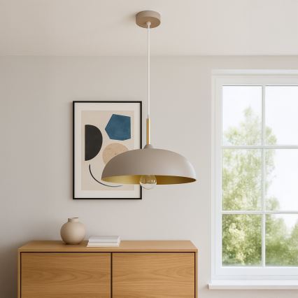 Brilagi - Csillár zsinóron ABRAHAM 1xE27/60W/230V átm. 45 cm bézs