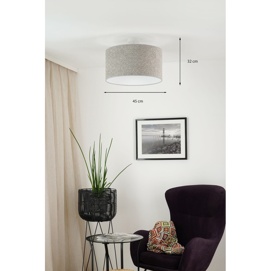 Brilagi - Csillár zsinóron BOUCLE ROLLER 1xE27/15W/230V átm. 45 cm szürke