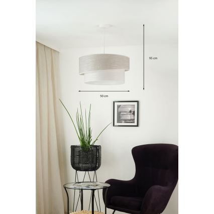 Brilagi - Csillár zsinóron DOVER SHINE 1xE27/15W/230V átm. 50 cm szürke/krémes