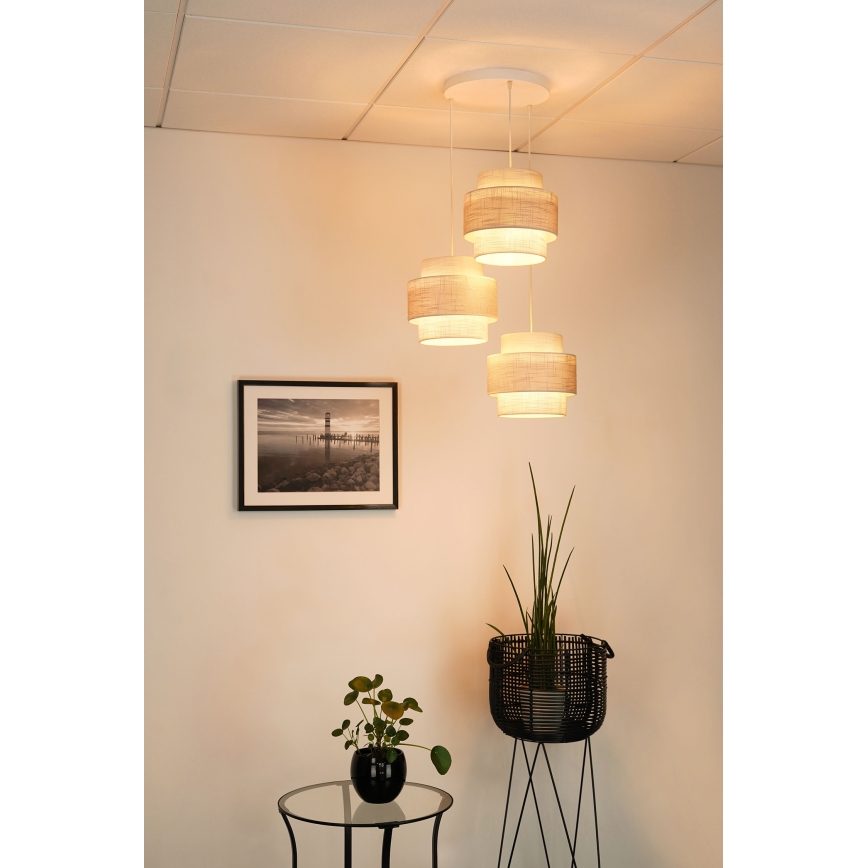 Brilagi - Csillár zsinóron DOVER SPACE 3xE27/15W/230V szürke/krémes