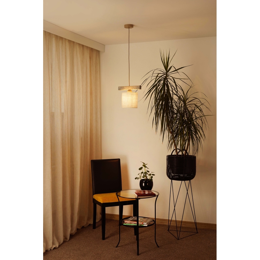 Brilagi - Csillár zsinóron FOREST 1xE27/15W/230V fenyő/barna/krémes