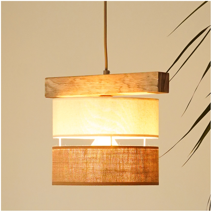 Brilagi - Csillár zsinóron FOREST 1xE27/15W/230V fenyő/bézs/krémes