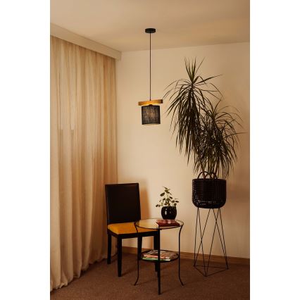 Brilagi - Csillár zsinóron FOREST 1xE27/15W/230V fenyő/fekete