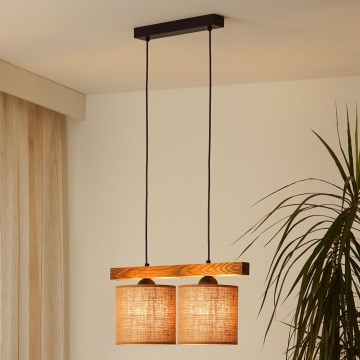 Brilagi - Csillár zsinóron FOREST 2xE27/15W/230V fenyő/barna/fekete