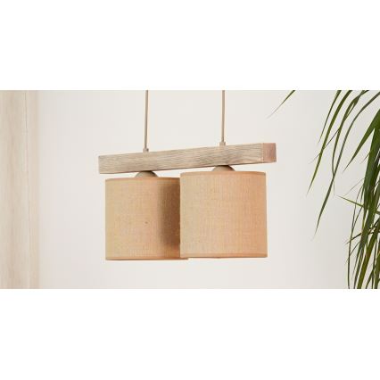 Brilagi - Csillár zsinóron FOREST 2xE27/15W/230V fenyő/barna