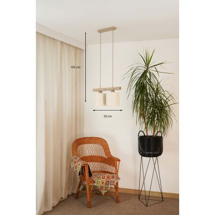 Brilagi - Csillár zsinóron FOREST 2xE27/15W/230V fenyő/barna/krémes