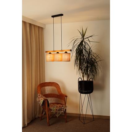 Brilagi - Csillár zsinóron FOREST 3xE27/15W/230V fenyő/barna/fekete