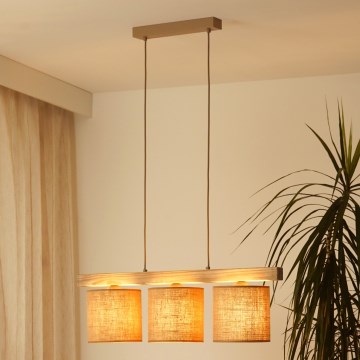 Brilagi - Csillár zsinóron FOREST 3xE27/15W/230V fenyő/barna