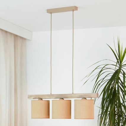 Brilagi - Csillár zsinóron FOREST 3xE27/15W/230V fenyő/barna