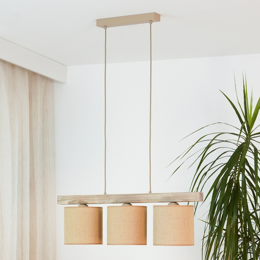 Brilagi - Csillár zsinóron FOREST 3xE27/15W/230V fenyő/barna