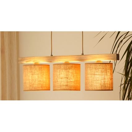 Brilagi - Csillár zsinóron FOREST 3xE27/15W/230V fenyő/barna