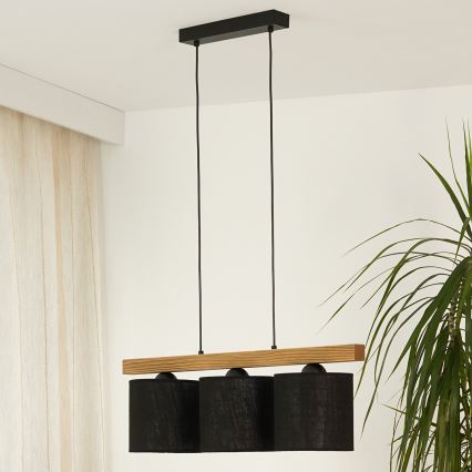 Brilagi - Csillár zsinóron FOREST 3xE27/15W/230V fenyő/fekete