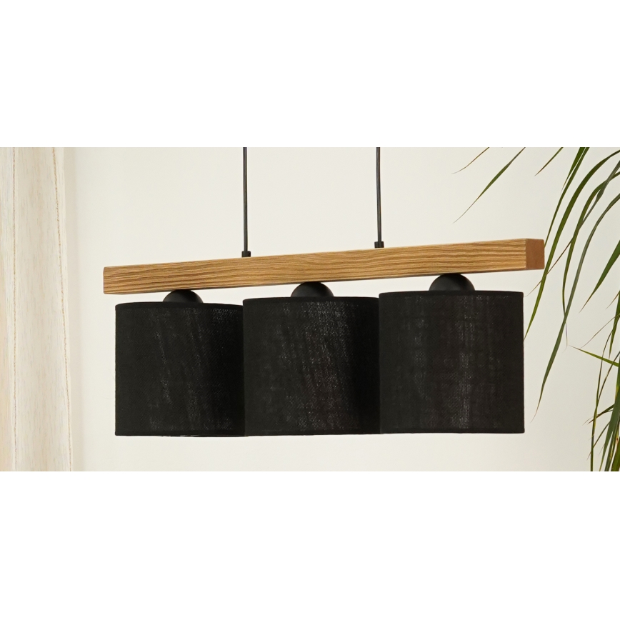 Brilagi - Csillár zsinóron FOREST 3xE27/15W/230V fenyő/fekete