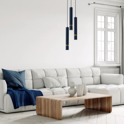 Brilagi - Csillár zsinóron POKER 3xGU10/25W/230V kék/arany