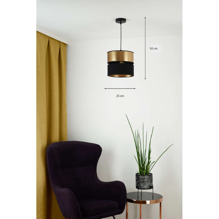 Brilagi - Csillár zsinóron ROYAL 1xE27/15W/230V átm. 25 cm fekete/arany