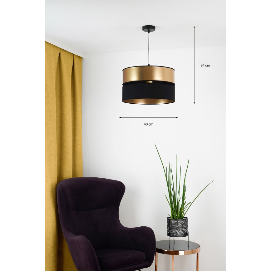 Brilagi - Csillár zsinóron ROYAL 1xE27/15W/230V átm. 40 cm fekete/arany