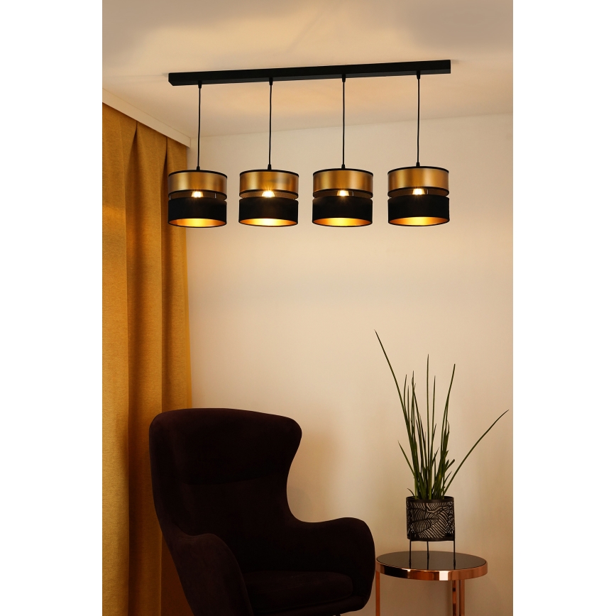 Brilagi - Csillár zsinóron ROYAL 4xE27/15W/230V fekete/arany