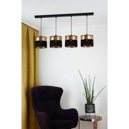 Brilagi - Csillár zsinóron ROYAL 4xE27/15W/230V fekete/arany