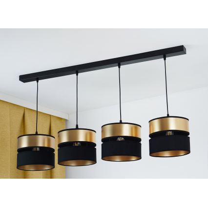 Brilagi - Csillár zsinóron ROYAL 4xE27/15W/230V fekete/arany