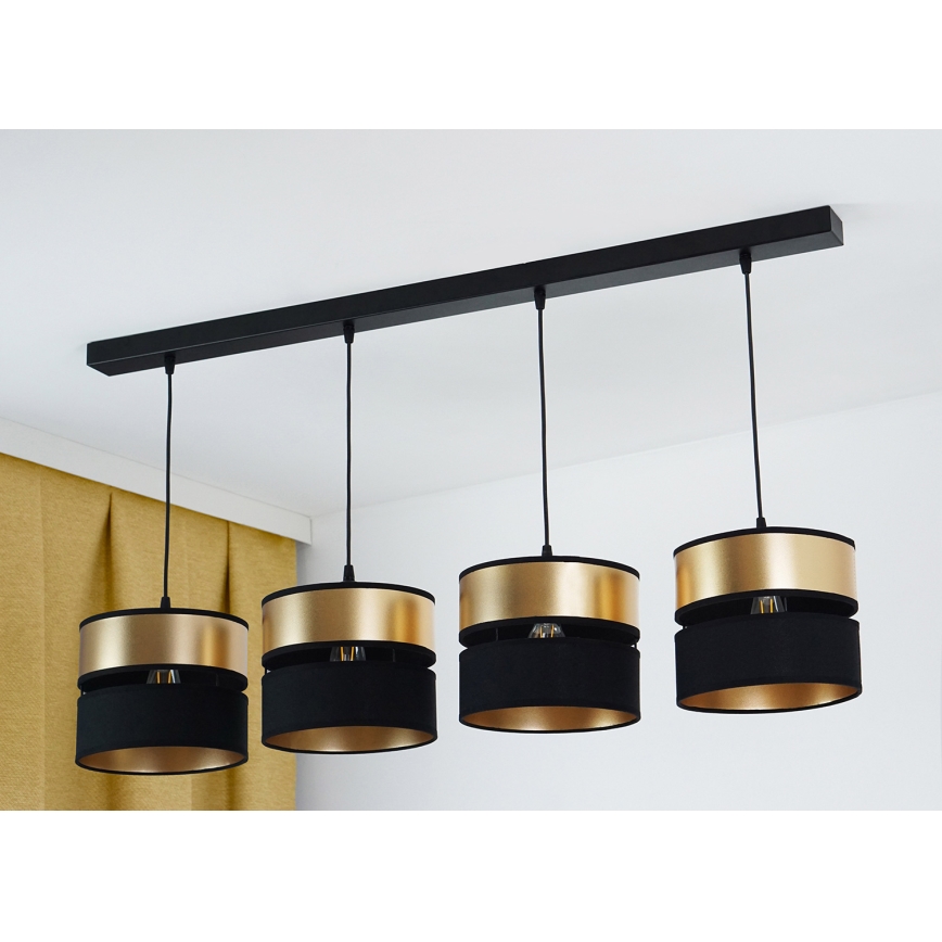 Brilagi - Csillár zsinóron ROYAL 4xE27/15W/230V fekete/arany