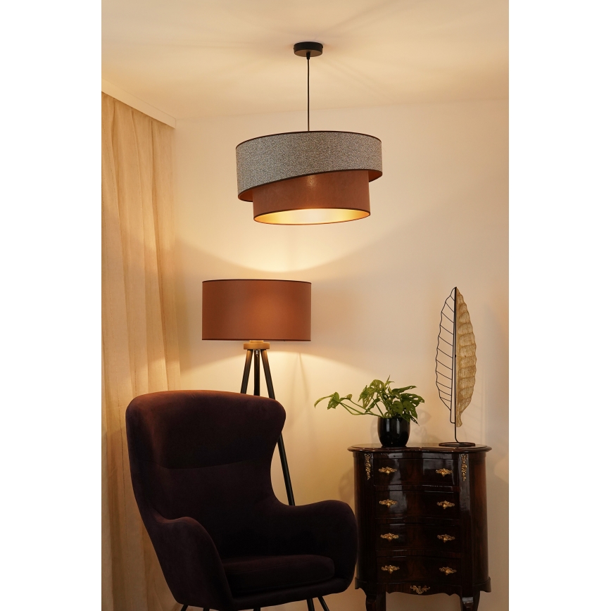 Brilagi - Csillár zsinóron VEGAS SHINE 1xE27/15W/230V átm. 50 cm szürke/barna