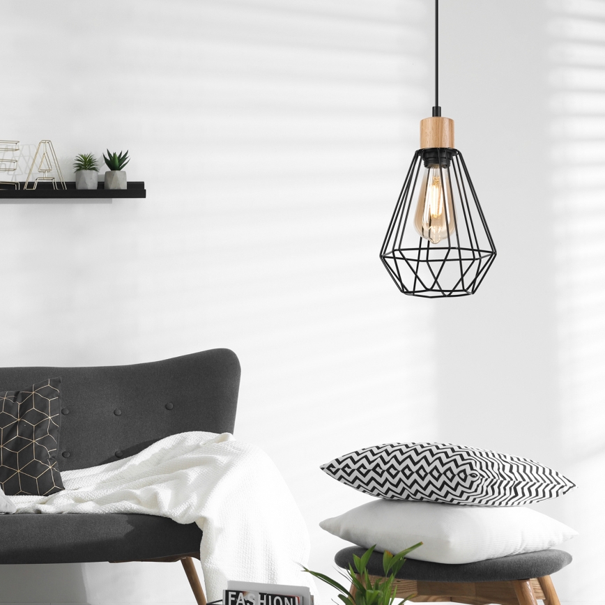 Brilagi - Csillár zsinóron WOODY BASKET 1xE27/60W/230V tölgy