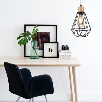 Brilagi - Csillár zsinóron WOODY BASKET 1xE27/60W/230V tölgy