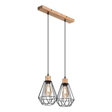 Brilagi - Csillár zsinóron WOODY BASKET 2xE27/60W/230V tölgy