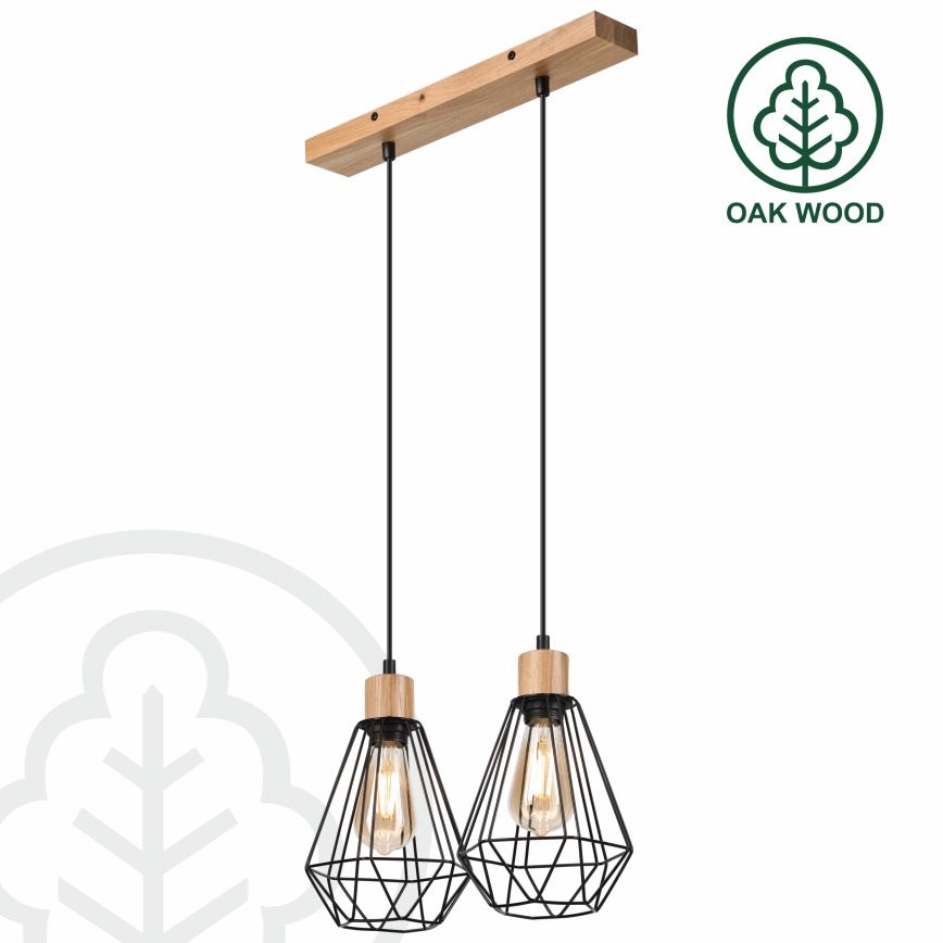 Brilagi - Csillár zsinóron WOODY BASKET 2xE27/60W/230V tölgy