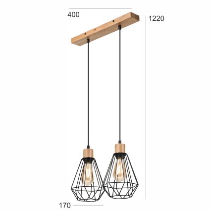 Brilagi - Csillár zsinóron WOODY BASKET 2xE27/60W/230V tölgy