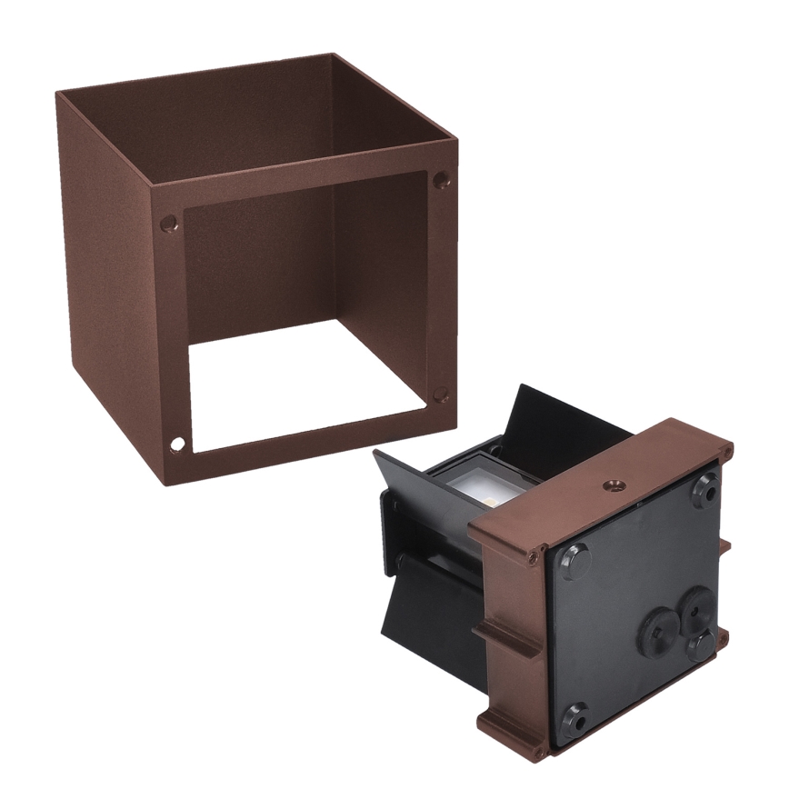 Brilagi - CUBE LED kültéri fali lámpatest, 6W, 230V, barna, IP54