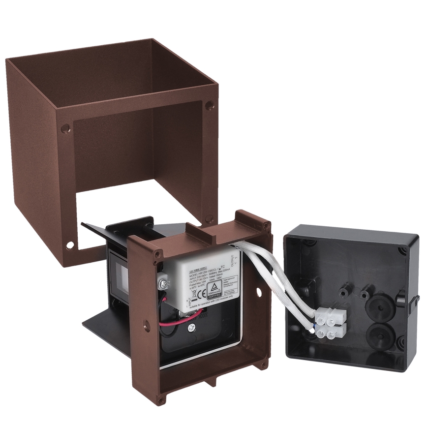 Brilagi - CUBE LED kültéri fali lámpatest, 6W, 230V, barna, IP54