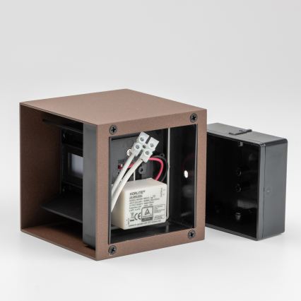 BRILAGI - CUBE LED kültéri fali lámpatest, 6W, 230V, barna, IP54