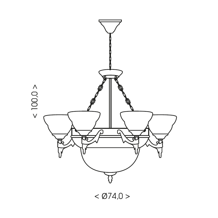 Brilagi - DAHLIA láncos csillár 9xE27/40W/230V, átmérő 74 cm, sárgaréz