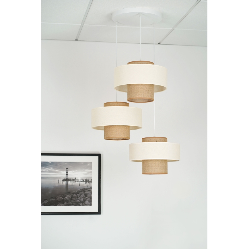 Brilagi - Dallas függeszték kábelre 3xE27/15W/230V barna/krém/fehér